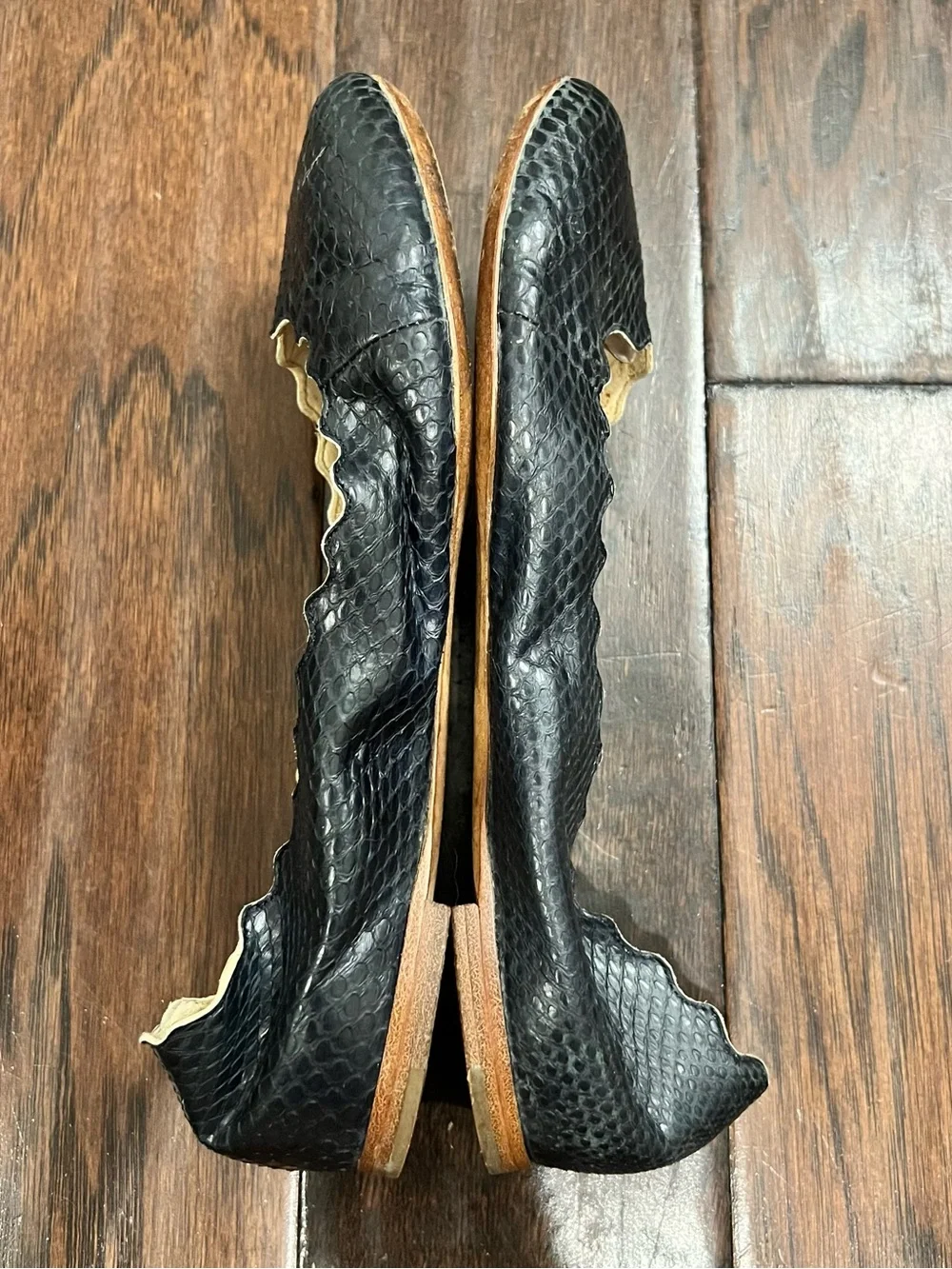 Chloé Lauren Python-Embossed Leather Ballerina Flats
